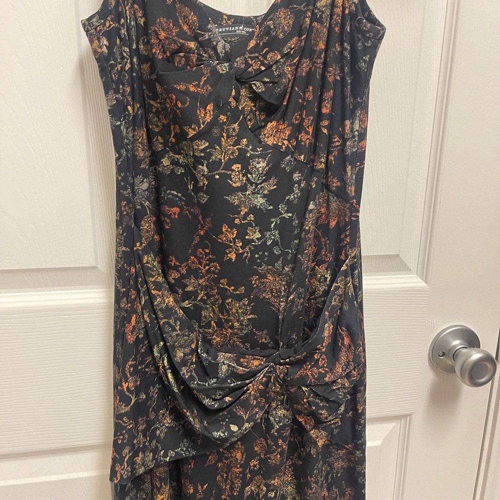 Peruvian Connection Black Pattern Knot Front Midi… - image 3